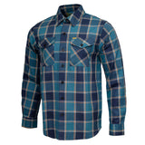 The Kraken Men's Blue Teal Orange Plaid Flannel Shirt - 100% Cotton Long Sleeve Button-Up - MMC11600