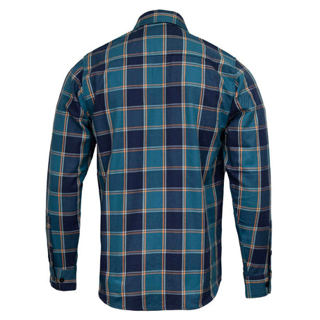 The Kraken Men's Blue Teal Orange Plaid Flannel Shirt - 100% Cotton Long Sleeve Button-Up - MMC11600