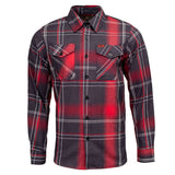 Scorpion Men's Red Black White Plaid Flannel Shirt - 100% Cotton Long Sleeve Button-Up - MMC11601