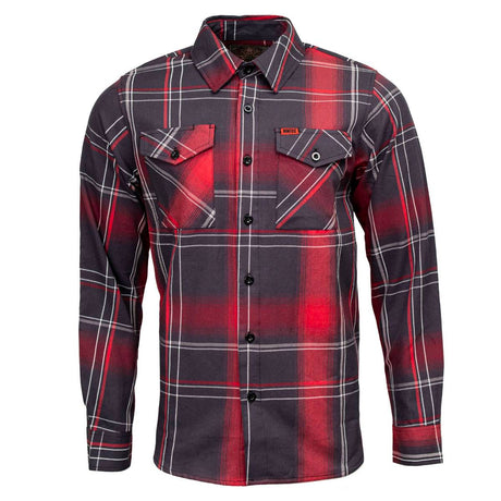 Scorpion Men's Red Black White Plaid Flannel Shirt - 100% Cotton Long Sleeve Button-Up - MMC11601