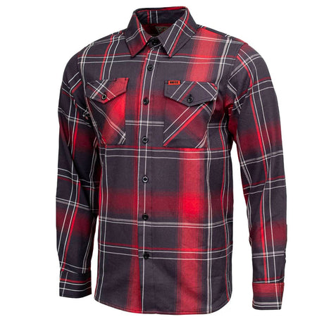 Scorpion Men's Red Black White Plaid Flannel Shirt - 100% Cotton Long Sleeve Button-Up - MMC11601