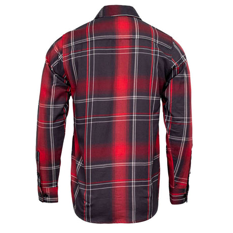 Scorpion Men's Red Black White Plaid Flannel Shirt - 100% Cotton Long Sleeve Button-Up - MMC11601