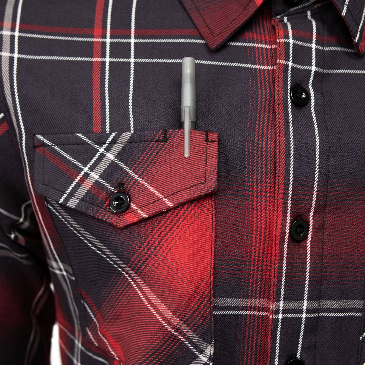 Scorpion Men's Red Black White Plaid Flannel Shirt - 100% Cotton Long Sleeve Button-Up - MMC11601