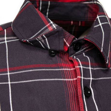MMCC Men's Scorpion Red Black White Plaid Long Sleeve Flannel Shirt - Button-Up - MMC11601