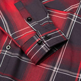 MMCC Men's Scorpion Red Black White Plaid Long Sleeve Flannel Shirt - Button-Up - MMC11601