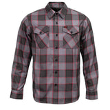 Men's "The Shadow" Grey/Red Plaid Flannel Shirt - Cotton Button Up Workwear - MMC11603