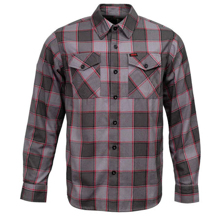 MMCC Men's The Shadow Grey Red Plaid Flannel Shirt - 100% Cotton with Microfiber Wipe Panel - MMC11603