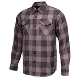 Men's "The Shadow" Grey/Red Plaid Flannel Shirt - Cotton Button Up Workwear - MMC11603