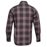 Men's "The Shadow" Grey/Red Plaid Flannel Shirt - Cotton Button Up Workwear - MMC11603