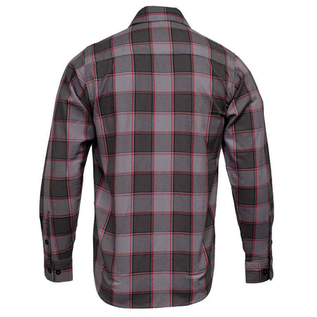 MMCC Men's The Shadow Grey Red Plaid Flannel Shirt - 100% Cotton with Microfiber Wipe Panel - MMC11603