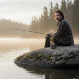 MMCC Men's Eclipse Grey Black Red Plaid Flannel Shirt - 100% Cotton with Microfiber Wipe Panel -MMC11605