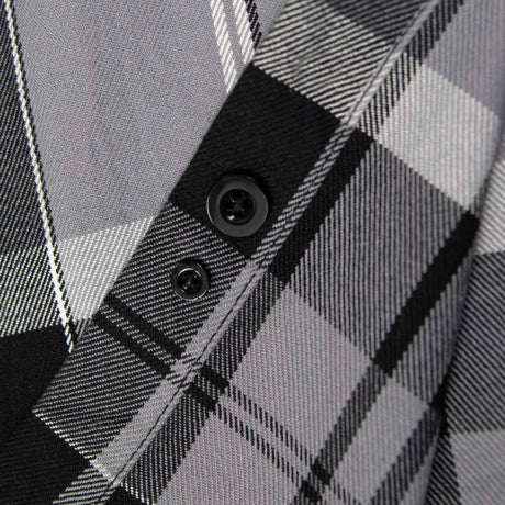 MMCC Men's Mastodon Grey Black White Plaid Flannel Shirt - 100% Cotton with Microfiber Wipe Panel - MMC11606