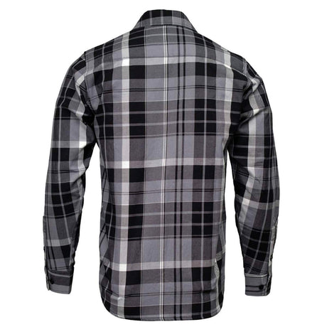 MMCC Men's Mastodon Grey Black White Plaid Flannel Shirt - 100% Cotton with Microfiber Wipe Panel - MMC11606