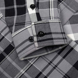 MMCC Men's Mastodon Grey Black White Plaid Flannel Shirt - 100% Cotton with Microfiber Wipe Panel - MMC11606