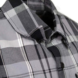 MMCC Men's Mastodon Grey Black White Plaid Flannel Shirt - 100% Cotton with Microfiber Wipe Panel - MMC11606
