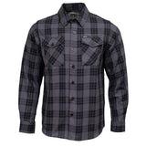 Men's "Smoke Screen" Grey/Black Plaid Flannel Shirt - Cotton Button Up Workwear - MMC11607