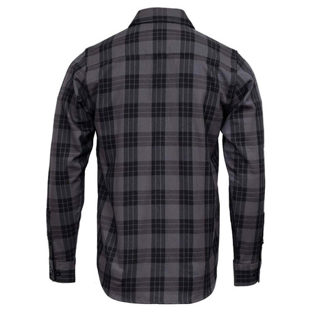 MMCC Men's Smoke Screen Grey Black Plaid Flannel Shirt - 100% Cotton with Microfiber Wipe Panel - MMC11607