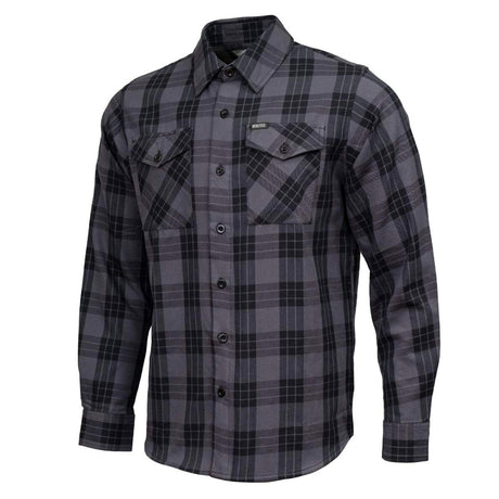 MMCC Men's Smoke Screen Grey Black Plaid Flannel Shirt - 100% Cotton with Microfiber Wipe Panel - MMC11607