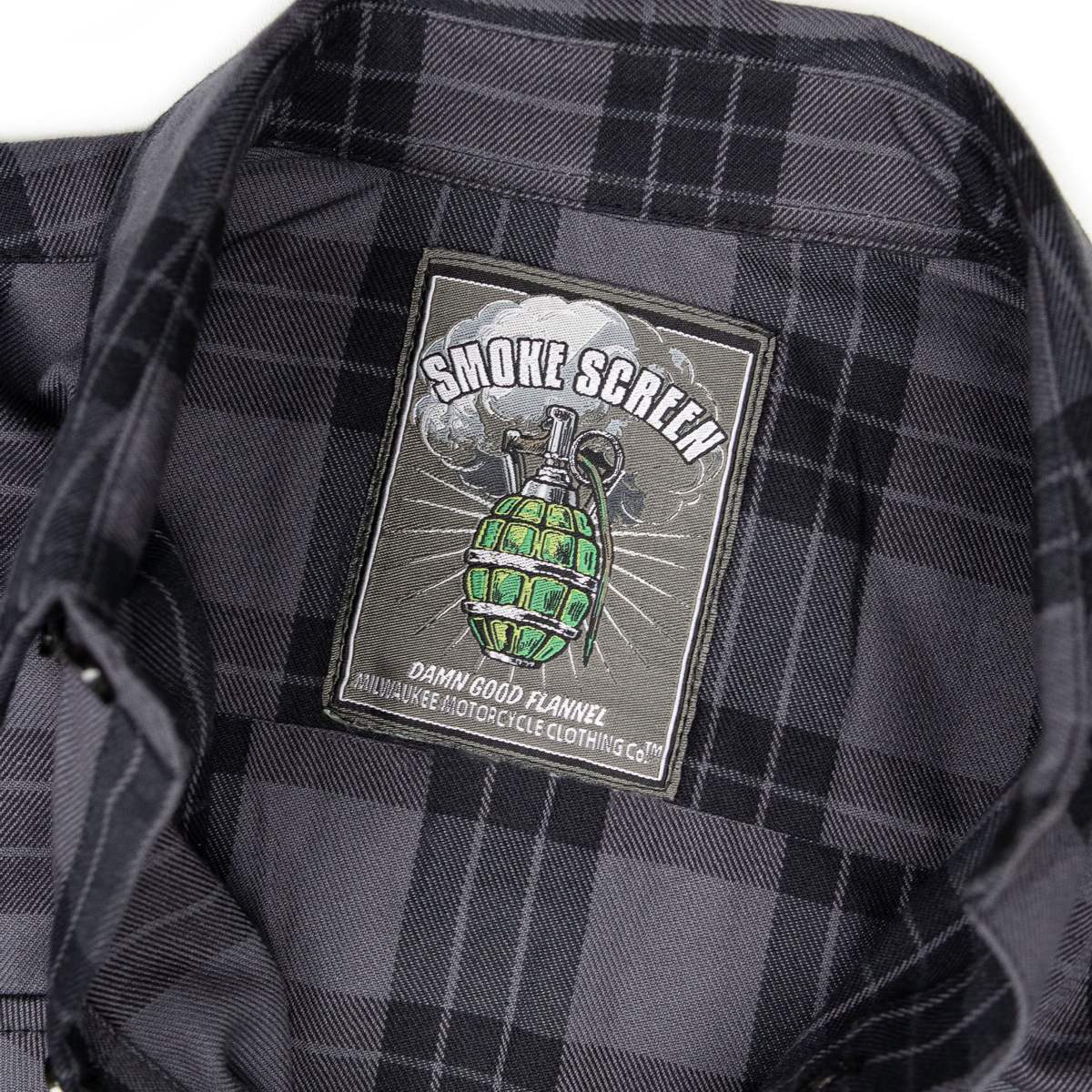 Men's "Smoke Screen" Grey/Black Plaid Flannel Shirt - Cotton Button Up Workwear - MMC11607