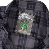 Men's "Smoke Screen" Grey/Black Plaid Flannel Shirt - Cotton Button Up Workwear - MMC11607