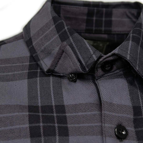 MMCC Men's Smoke Screen Grey Black Plaid Flannel Shirt - 100% Cotton with Microfiber Wipe Panel - MMC11607