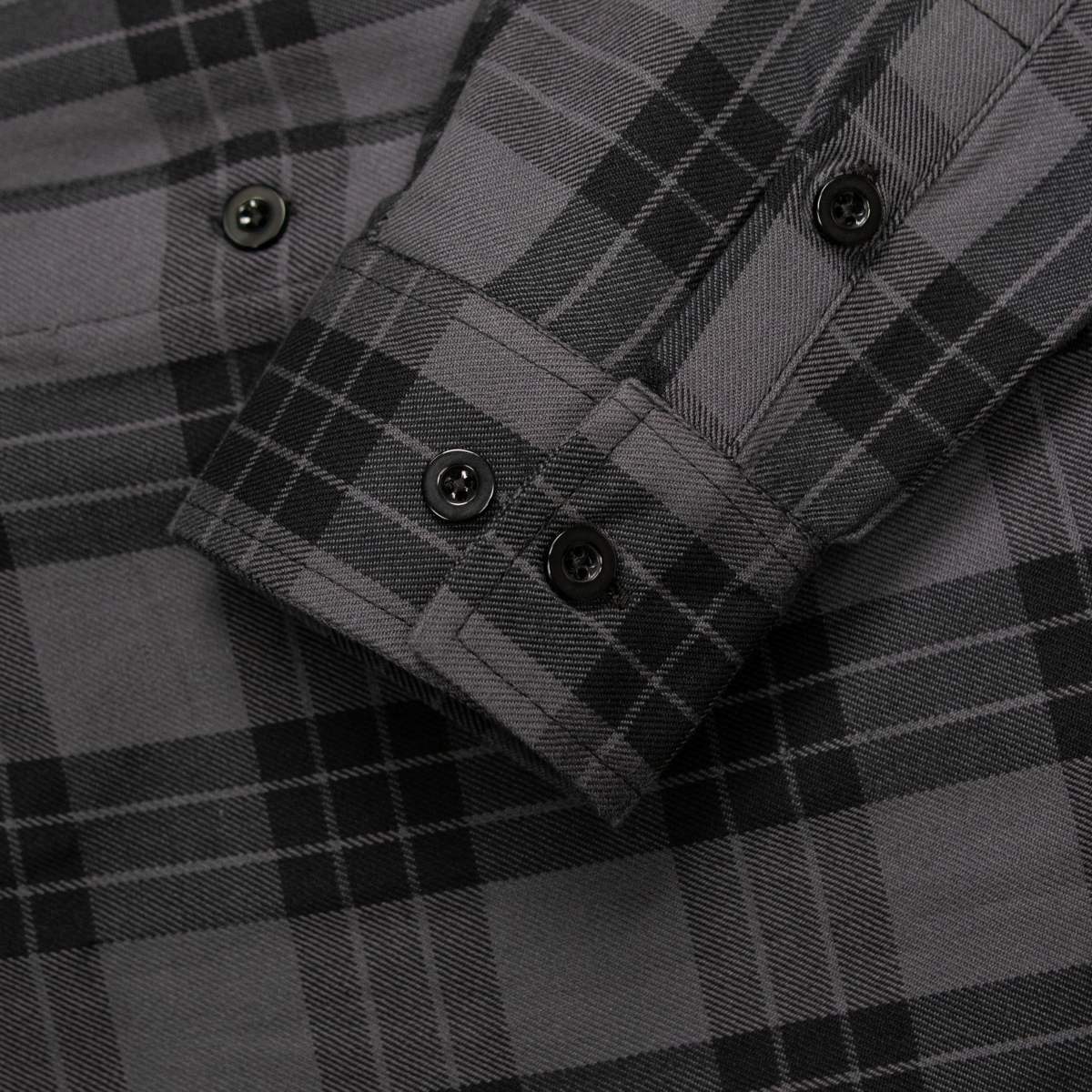 Men's "Smoke Screen" Grey/Black Plaid Flannel Shirt - Cotton Button Up Workwear - MMC11607