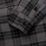 Men's "Smoke Screen" Grey/Black Plaid Flannel Shirt - Cotton Button Up Workwear - MMC11607