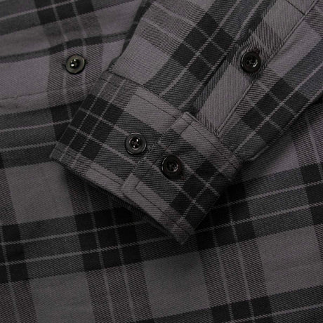 MMCC Men's Smoke Screen Grey Black Plaid Flannel Shirt - 100% Cotton with Microfiber Wipe Panel - MMC11607