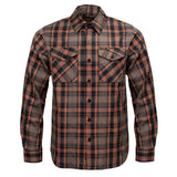 MMCC Men's Brimstone Plaid Black Orange Tan Flannel Shirt - 100% Cotton with Microfiber Wipe Panel - MMC11608