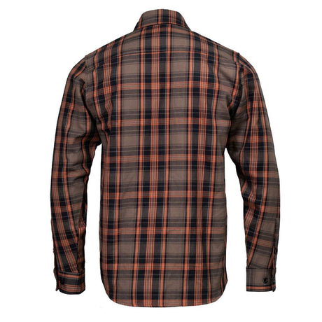 MMCC Men's Brimstone Plaid Black Orange Tan Flannel Shirt - 100% Cotton with Microfiber Wipe Panel - MMC11608