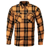 Deadbolt Men's Mustard Black White Plaid Flannel Shirt - 100% Cotton with Microfiber Wipe Panel - MMC11620