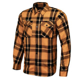 Deadbolt Men's Mustard Black White Plaid Flannel Shirt - 100% Cotton with Microfiber Wipe Panel - MMC11620