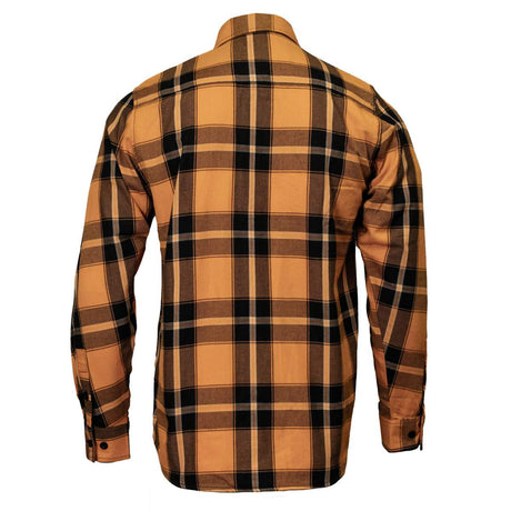 Deadbolt Men's Mustard Black White Plaid Flannel Shirt - 100% Cotton with Microfiber Wipe Panel - MMC11620