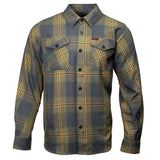 Garrison Men's Olive Gray Black Plaid Flannel Shirt - 100% Cotton Long Sleeve Button-Up - MMC11621