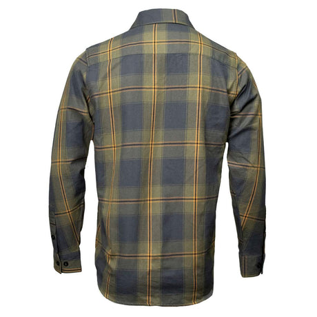 Garrison Men's Olive Gray Black Plaid Flannel Shirt - 100% Cotton Long Sleeve Button-Up - MMC11621