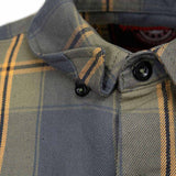 MMCC Garrison Men's Olive Gray Black Plaid Flannel Shirt - 100% Cotton Long Sleeve Button-Up - MMC11621
