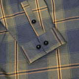 Garrison Men's Olive Gray Black Plaid Flannel Shirt - 100% Cotton Long Sleeve Button-Up - MMC11621