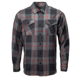 Blackout Men's Black Gray Red Plaid Flannel Shirt - 100% Cotton Long Sleeve Button-Up - MMC11622