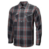 Blackout Men's Black Gray Red Plaid Flannel Shirt - 100% Cotton Long Sleeve Button-Up - MMC11622