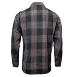 Blackout Men's Black Gray Red Plaid Flannel Shirt - 100% Cotton Long Sleeve Button-Up - MMC11622