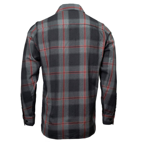 Blackout Men's Black Gray Red Plaid Flannel Shirt - 100% Cotton Long Sleeve Button-Up - MMC11622