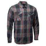 MMCC Blackout Men's Black Gray Red Plaid Flannel Shirt - 100% Cotton Long Sleeve Button-Up - MMC11622