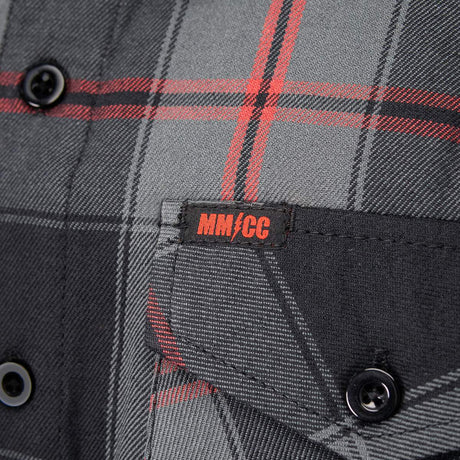 Blackout Men's Black Gray Red Plaid Flannel Shirt - 100% Cotton Long Sleeve Button-Up - MMC11622