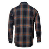 Burnline Men's Black Gray Orange Plaid Flannel Shirt - 100% Cotton Long Sleeve Button-Up - MMC11623
