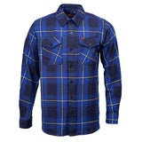 Blue Wire Men's Navy Blue White Plaid Flannel Shirt - 100% Cotton Long Sleeve Button-Up - MMC11624