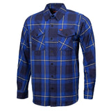 Blue Wire Men's Navy Blue White Plaid Flannel Shirt - 100% Cotton Long Sleeve Button-Up - MMC11624