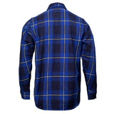 Blue Wire Men's Navy Blue White Plaid Flannel Shirt - 100% Cotton Long Sleeve Button-Up - MMC11624