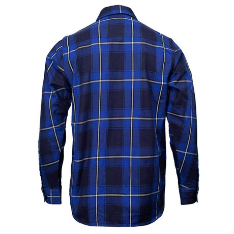 Blue Wire Men's Navy Blue White Plaid Flannel Shirt - 100% Cotton Long Sleeve Button-Up - MMC11624