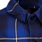 MMCC Blue Wire Men's Navy Blue White Plaid Flannel Shirt - 100% Cotton Long Sleeve Button-Up - MMC11624