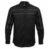 MMCC Men's Octane Long Sleeve Mechanic Shirt - Black with Grey Stripe - 50-50 Cotton Poly - MMCC16000